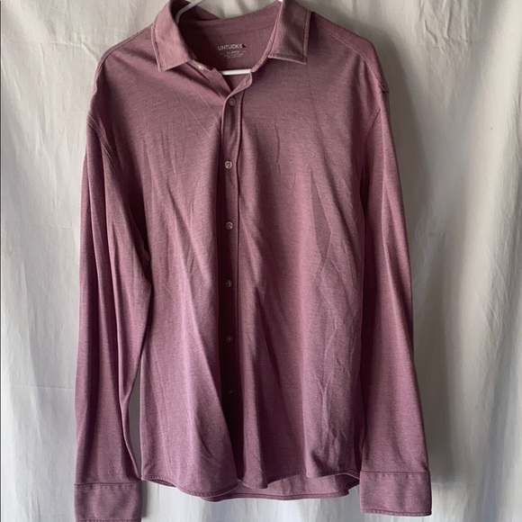 UNTUCKit Men's Casual Red Long Sleeve Pique Polo Button Down Shirt - Picture 1 of 6